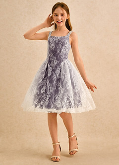 Azazie Cubbie Girls Formal vestidos de niña de las flores Vestido de Ciruela de Encaje de Corte en A image1