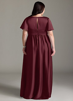 Azazie Verna Maternity Bridesmaid Dresses A-Line Ruched Stretch Satin Floor-Length Dress image11