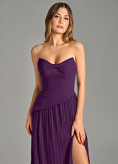 Azazie Becka Bridesmaid Dresses Grape A-Line Strapless Chiffon Dress image6