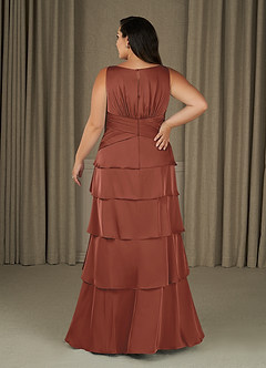 Azazie Viola Kleider für die Brautmutter A-Linie Plissee Stretch-Satin Kleid Rotbraun image7