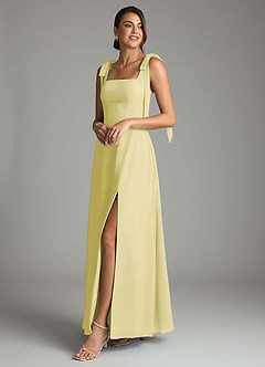 Azazie Debra Bridesmaid Dresses Lemon Sorbet A-Line with Pockets Chiffon Convertible Dress image8
