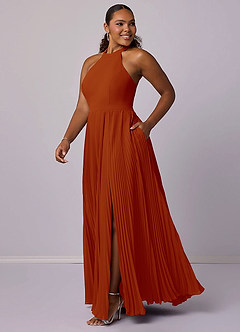 Barbie ♥ Azazie Bridesmaid Dresses Paprika A-Line Pleated Chiffon Dress image4