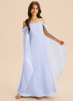 Azazie Moana Junior Linia A Pofałdowany Szyfon Długość podłogi Młodsza druhna Sukienka image6