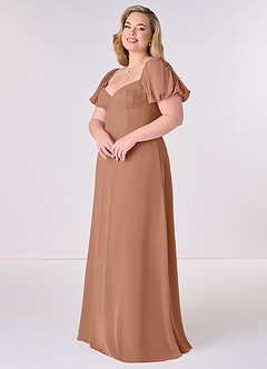 Barbie ♥ Azazie Jurken voor bruidsmeisjes Jurk van Chiffon met A-Lijn Geplooid Bronzeertint image8