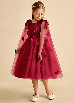 Azazie Staria vestidos de niña de las flores Vestido de Escarlata de Tul de Princesa con Volante image5