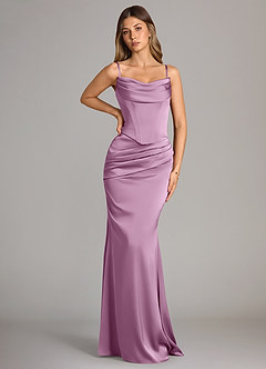 Azazie Sorrel Bridesmaid Dresses Wisteria Mermaid Strapless Stretch Satin Convertible Dress image6