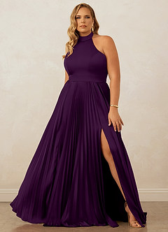 Christian Siriano Bridal for Azazie 1007 Bridesmaid Dresses Grape A-Line Pleated Stretch Satin Dress image8