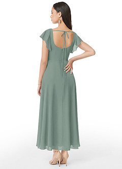 Azazie Bondi Bridesmaid Dresses Silver Sage A-Line Ruched Chiffon Dress image5