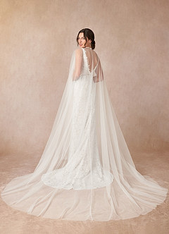 Azazie Gracen Wedding Dresses Diamond White Mermaid V-Neck Lace Tulle Dress image3