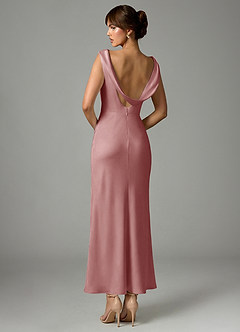 Azazie Kieryn 신부 들러리 드레스 인어 주름진 스트레치 새틴 발목 길이 드레스 image5