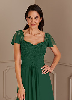 Azazie Gwenyth Kleider für die Brautmutter A-Linie Spitze Chiffon Kleid Dunkelgrün image6
