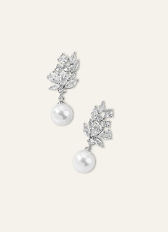 front Pearl Floral Hair Clip & Earring Set