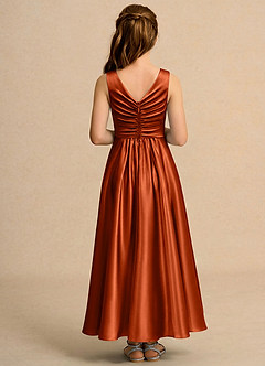 Azazie Ducky Girls Formal Flower Girl Klänningar Klä A-Line i Stretch Satin Plisserad image2