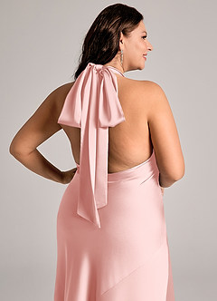 Azazie Velli Abiti da Damigella Abito Sirena in Raso Elasticizzato Collo Alto Rosa Cipria image12