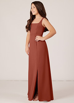 Azazie Renee Junior Auburn A-Line Side Slit Chiffon Dress image3