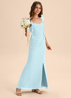 Azazie Jessamine Junior Cloud Blue Mermaid Sweetheart Neckline Chiffon Dress image4