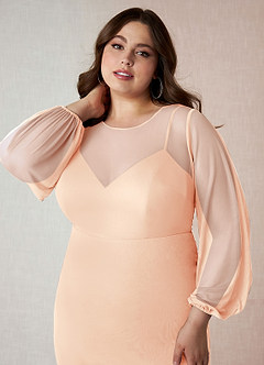 Azazie Denali Final Sale Agave Sheath Bow Mesh Dress image11