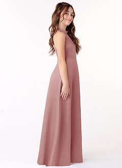 Azazie Laurel Junior Dusty Rose A-Line Stretch Satin Dress image2