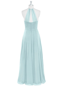 Azazie Ginger Bridesmaid Dresses Sea Glass A-Line Halter Pleated Chiffon Dress image7