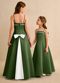 Azazie Izel Girls Formal Flower Girl Klänningar Klä A-Line i Matt satäng Plisserad image1