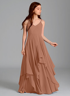 Azazie Karan Junior Bronzer A-Line Chiffon Dress image3