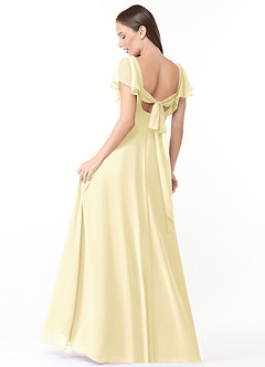 Azazie Syenna Brautjungfernkleider A-Linie Gestreift Chiffon Kleid Zitronensorbet image2