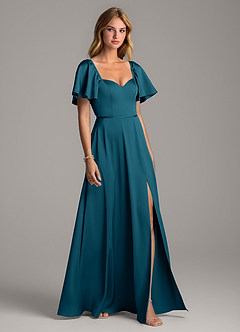 Azazie Chloe Bridesmaid Dresses Ink Blue A-Line Sweetheart Neckline Stretch Satin Dress image5
