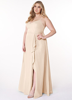 Azazie Naeem Bridesmaid Dresses White Alabaster A-Line V-Neck Ruffle Chiffon Dress image10