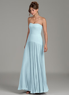 Azazie Yuliana Bridesmaid Dresses Cloud Blue A-Line Strapless Chiffon Dress image5