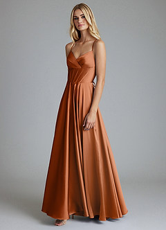 Azazie Alaia Suknie dla druhen Linia A Gorset Satyna elastyczna Do ziemi Sukienka image4