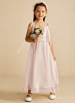 Azazie Temi Flower Girl Dresses Rose Petal A-Line Spaghetti Strap Chiffon Dress image2