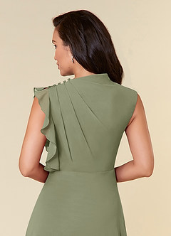 Azazie Narine Mother of the Bride Dresses Pistachio A-Line High Neckline Pleated Chiffon Dress image6