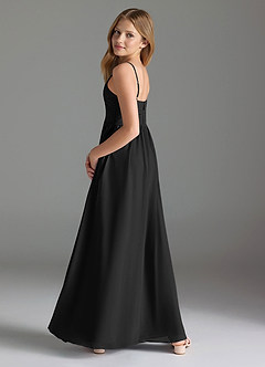 Azazie Alia Junior Black A-Line Pleated Chiffon Dress image5