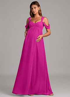 Azazie Rhea Maternity Bridesmaid Dresses A-Line Pleated Chiffon Floor-Length Dress image4