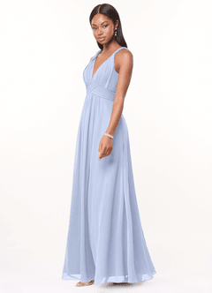 Azazie Maren Bridesmaid Dresses Ice A-Line Pleated Chiffon Dress image3