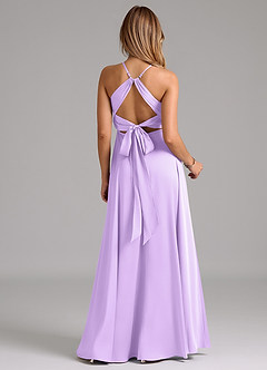 Azazie Evalleen Bridesmaid Dresses Lilac A-Line Pleated Stretch Satin Dress image6