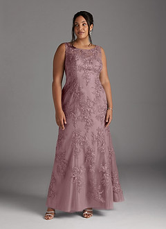 Azazie Whilhelmina Mother of the Bride Dresses Dusty Rose Mermaid Lace Chiffon Dress image12