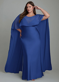 Azazie Stefania Vestidos de damas de honor Vestido Azul Real de Satén Elástico de Línea A image7