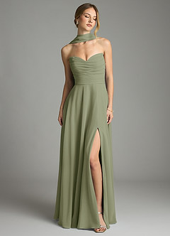 Azazie Ayla Abiti da Damigella Abito A-Line in Chiffon Scollo a Cuore Pistacchio image9