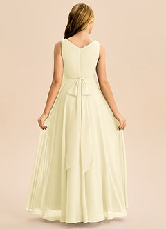 Azazie Mannie Junior Lemon Sorbet A-Line Pleated Chiffon Dress image2