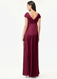 Azazie Allessia Maternity Bridesmaid Dresses A-Line Pleated Stretch Satin Floor-Length Dress image2