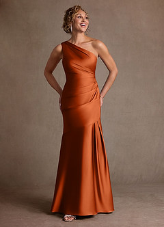 Azazie Haifa Suknie dla Matki Panny Młodej Syrena Jedno ramię Satyna elastyczna Długość podłogi Sukienka image4