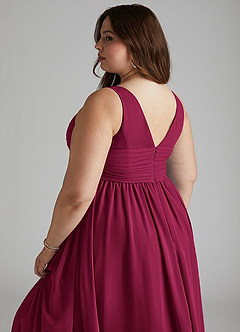 Azazie Yetta Maternity Bridesmaid Dresses A-Line V-Neck Gathered Chiffon Floor-Length Dress image12