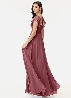 Azazie Bondi Robes de demoiselle d'honneur Robe Trapèze en Mousseline de soie Volant Rose Du Désert image5