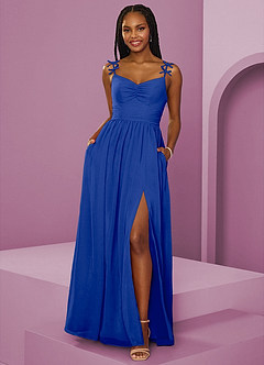 Barbie ♥ Azazie Bridesmaid Dresses Royal Blue A-Line Pleated Chiffon Dress image9