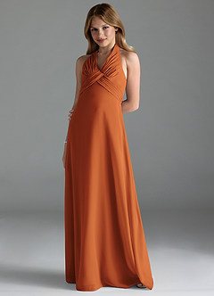 Azazie Tessie Junior A-Linie Plissee Chiffon Kleid Kanel image1