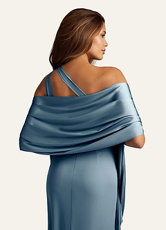 front Azazie Matching Color Aleena Stretch Satin Shawl