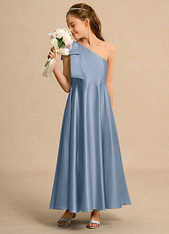 Azazie Guppy Junior Formal Flower Girl Klänningar Klä A-Line i Matt satäng Ena axeln image4