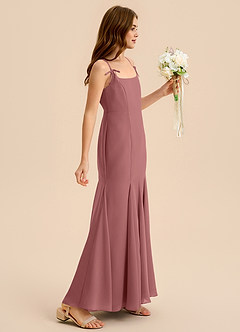 Azazie Evey Junior Vestido de Amatista de Gasa de Corte Sirena con Plisado image5