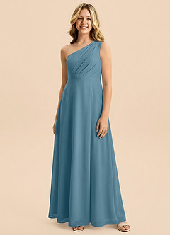Azazie Phaedra Junior Bermuda A-Line Pleated Chiffon Dress image5